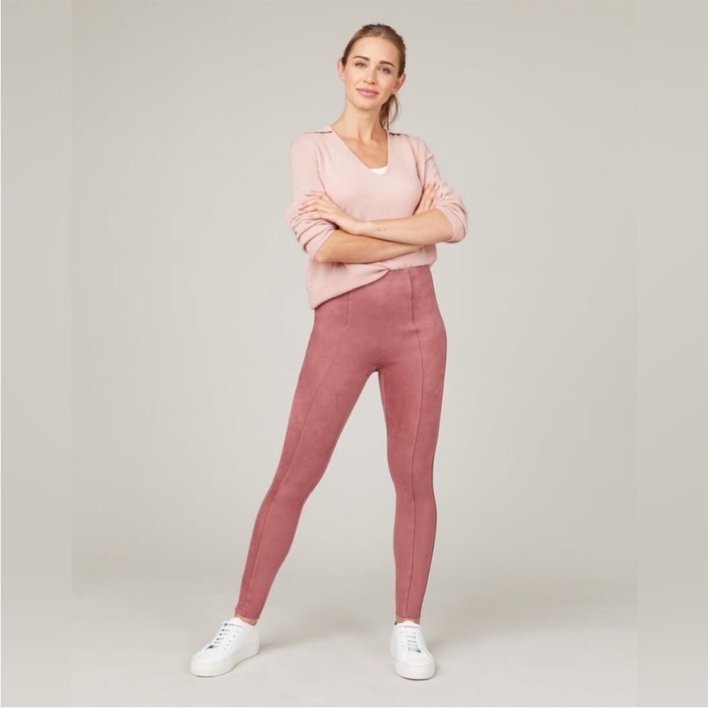 Spanx Faux Suede High Waisted Leggings Womens NWT Rich Rose Size M